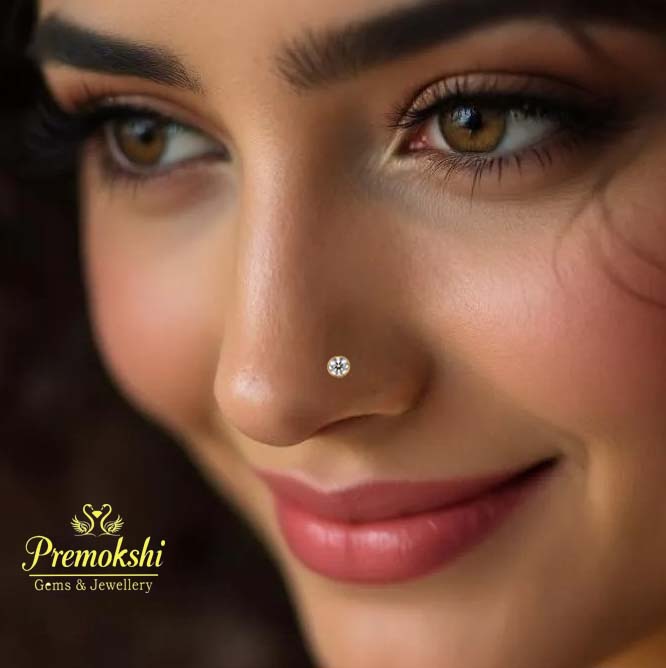 Pure Yellow Gold Nose Pin for Women & Girls (NPS101-WHITE-3.5MM)