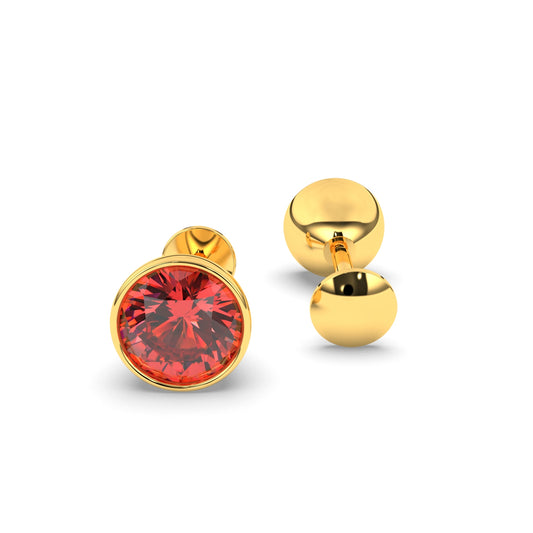 Pure Yellow Gold Stud Earring For Women, Man, Boys and Girls (EAR101-5MM-RED)