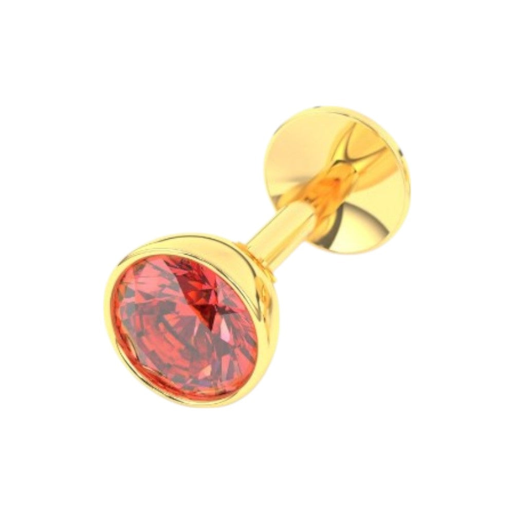 Pure Yellow Gold Nose Pin for Women & Girls (NPS101-RED-3.5MM)