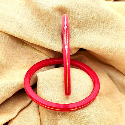 Pure Yellow Gold 22kt (916) Red Pola Bangles for Womens & Girls (Set of 2pcs) B101-RED