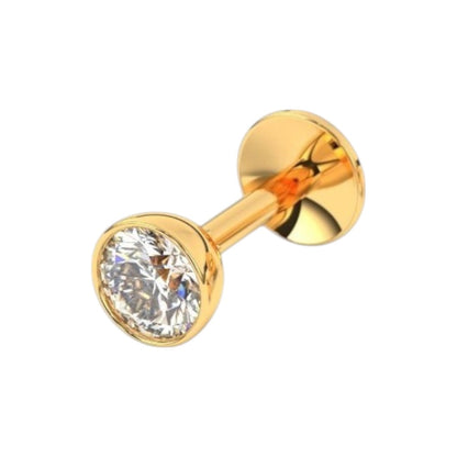 Pure Yellow Gold  Nose Pin for Women & Girls (NPS101-WHITE-3.5MM)