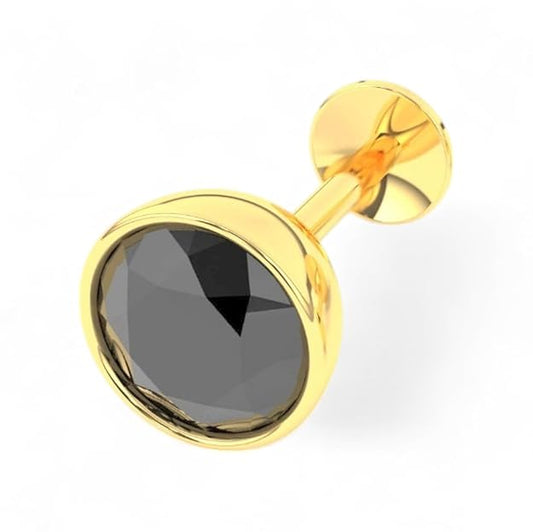 Pure Yellow Gold Stud Earring For Man and Boys (M-EAR101-5MM-BLACK)