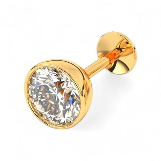 Pure Yellow Gold Stud Earring For Man and Boys (M-EAR101-5MM-WHITE)