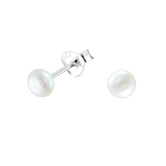 Silver Fresh Water Pearl 925 Sterling Silver Stud Earrings (925-EAR-1-4MM)