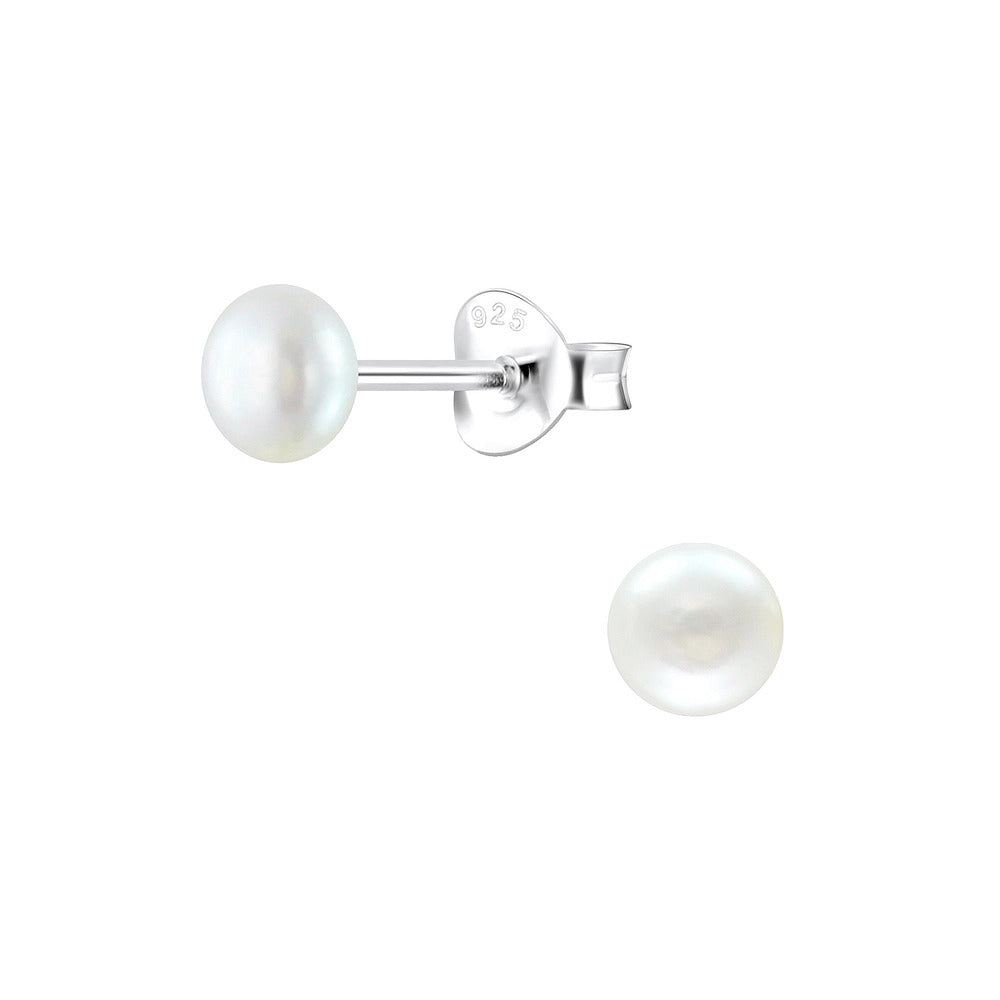 Silver Fresh Water Pearl 925 Sterling Silver Stud Earrings (925-EAR-1-4MM)