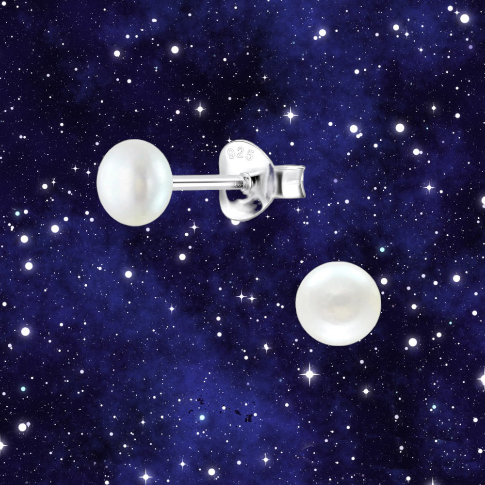 Silver Fresh Water Pearl 925 Sterling Silver Stud Earrings (925-EAR-1-4MM)