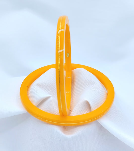 Pure Yellow Gold 22kt (916) Yellow Pola Bangles for Women & Girls (Set of 2Pics) B101-YELLOW