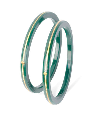 Pure Yellow Gold 22kt (916) Green Pola Bangles for Women & Girls (Set of 2pcs) B101-GREEN