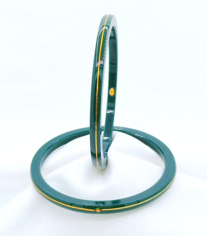 Pure Yellow Gold 22kt (916) Green Pola Bangles for Women & Girls (Set of 2pcs) B101-GREEN