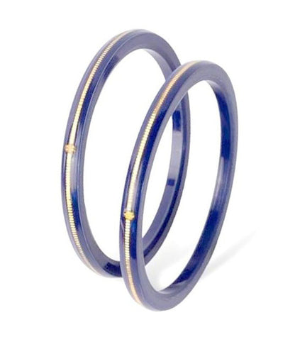 Pure Yellow Gold 22kt (916) Blue Pola Bangles for Women & Girls (Set of 2pcs) B101-BLUE