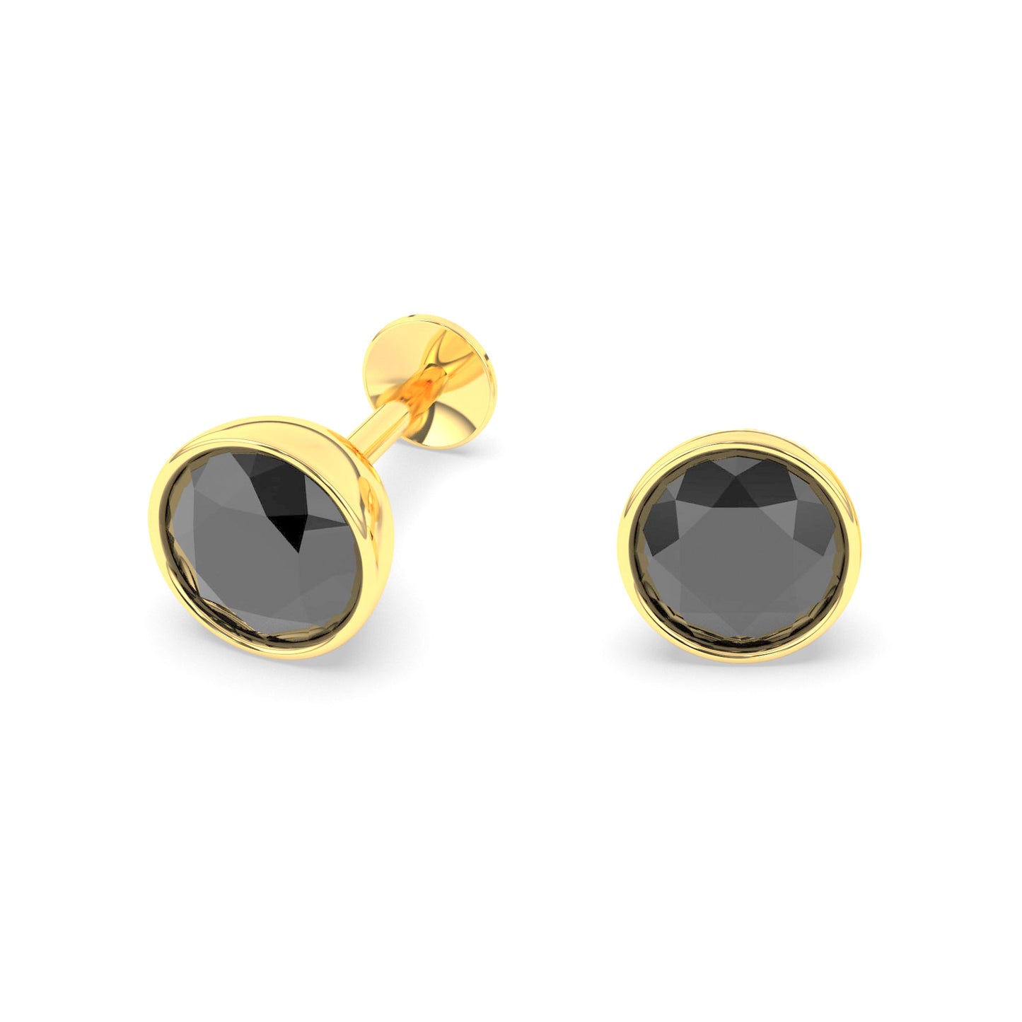Pure Yellow Gold Stud Earring For Women, Man, Boys and Girls (EAR101-5MM-BLACK)