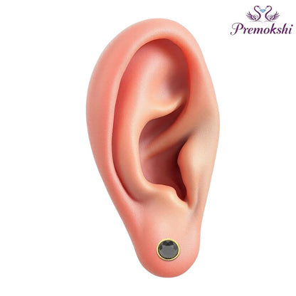 Pure Yellow Gold Stud Earring For Man and Boys (M-EAR101-5MM-BLACK)