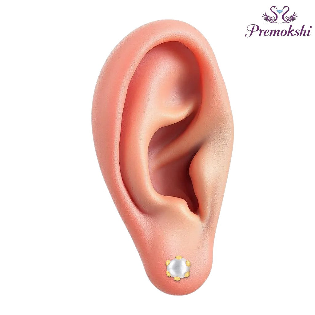 Pure Yellow Gold  Pearl Stud Earring For Women and Girls (EAR103-6MM)