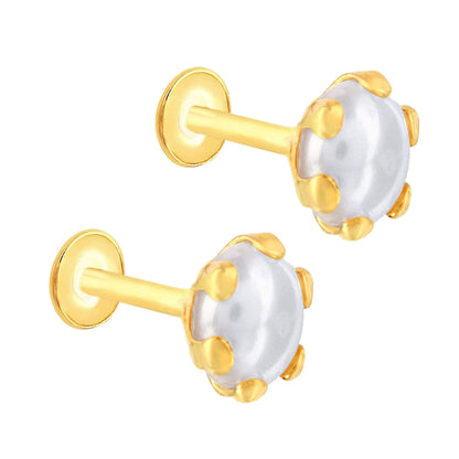 Pure Yellow Gold  Pearl Stud Earring For Women and Girls (EAR103-6MM)