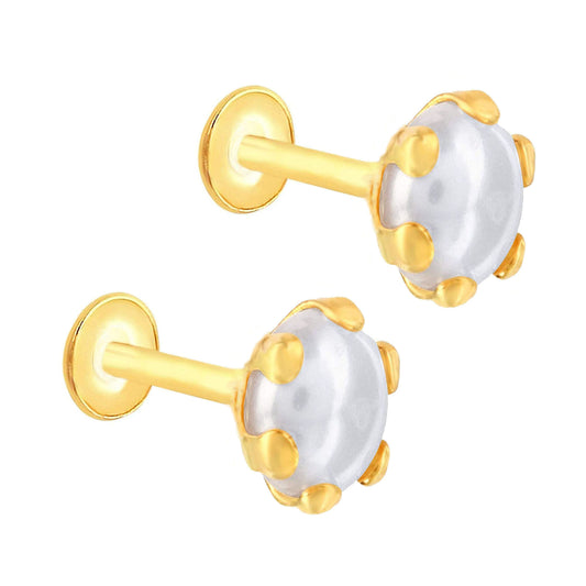 Pure Yellow Gold  Pearl Stud Earring For Women and Girls (EAR103-6MM)