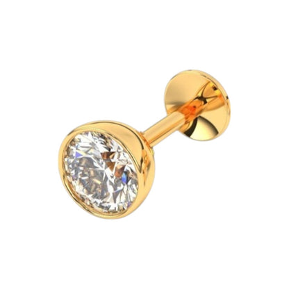 Pure Yellow Gold Nose Pin for Women & Girls (NPS101-WHITE-4MM)