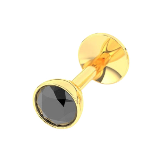 Pure Yellow Gold Nose Pin for Women & Girls (NPS101-BLACK-3MM)