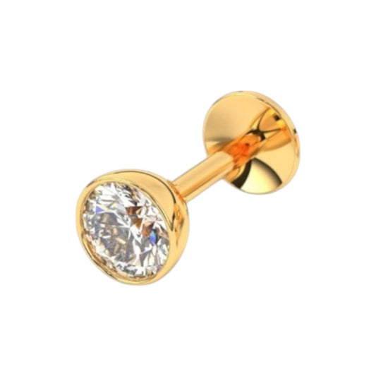 Pure Yellow Gold Nose Pin for Women & Girls (NPS101-WHITE-2.5MM)