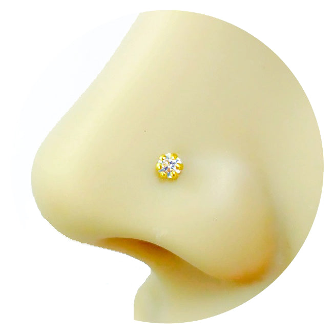 Pure Yellow  Gold Nose Pin for Women & Girls (NPW101-WHITE-2.5MM)