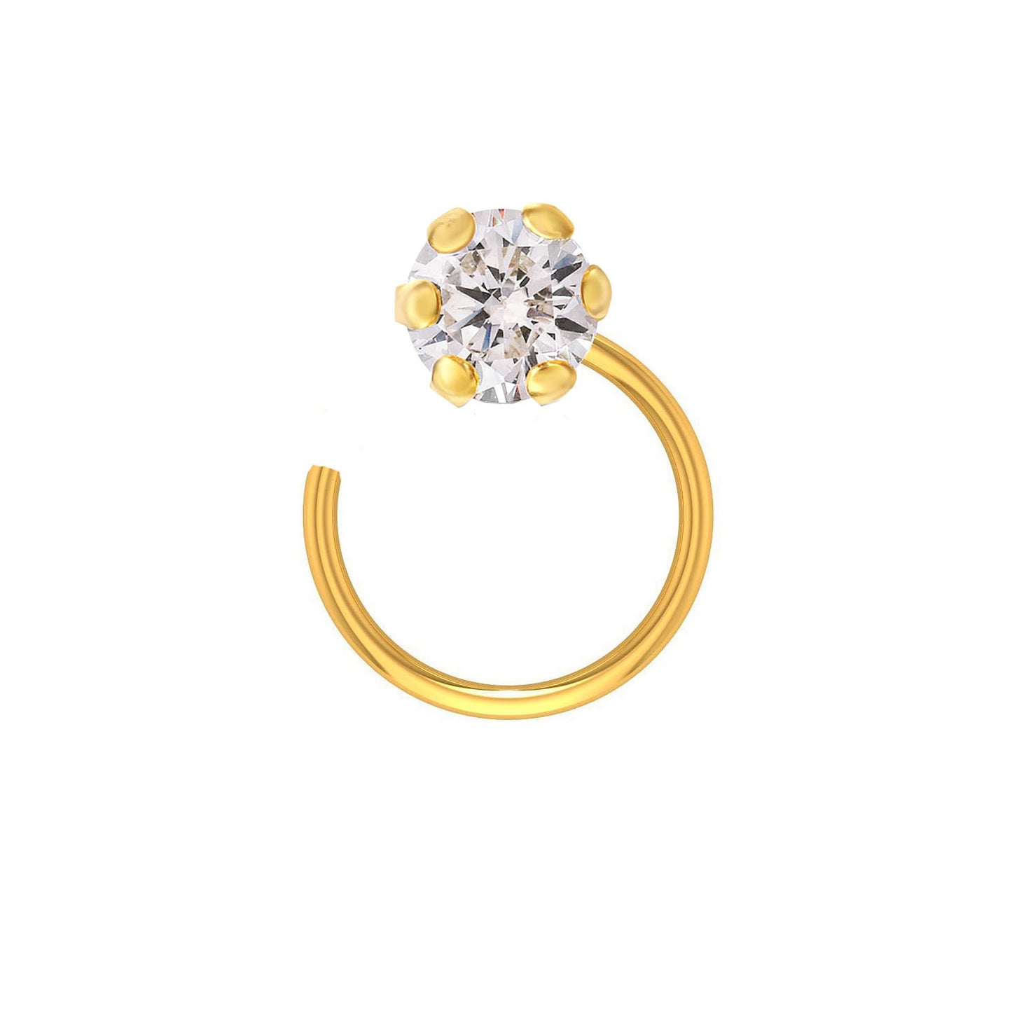 Pure Yellow Gold Nose Pin for Women & Girls (NPW101-WHITE-3.5MM)