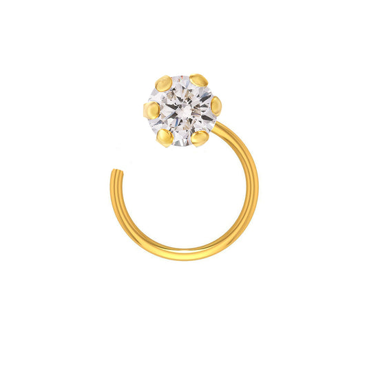 Pure Yellow Gold Nose Pin for Women & Girls (NPW101-WHITE-3.5MM)