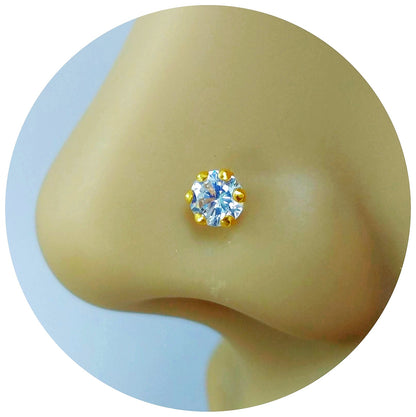 Pure Yellow Gold Nose Pin for Women & Girls (NPW101-WHITE-3.5MM)