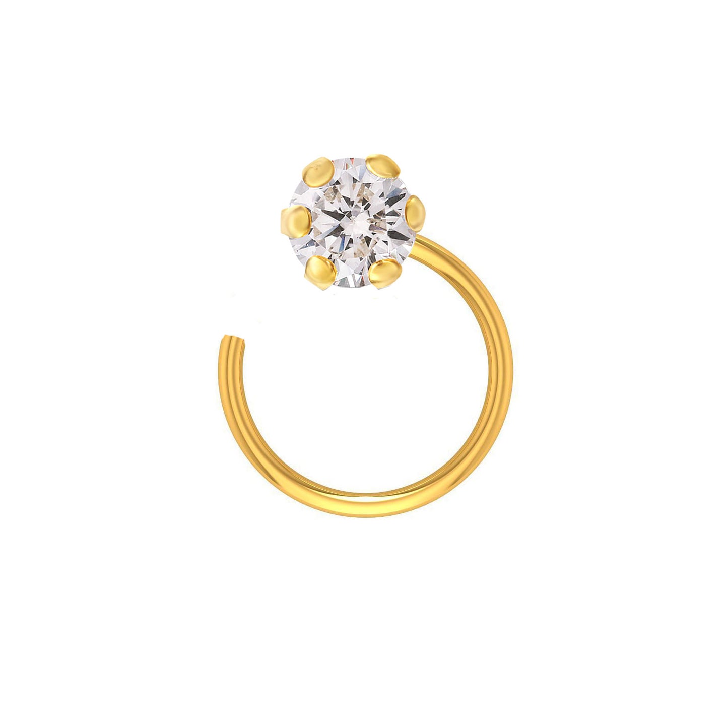 Pure Yellow Gold Nose Pin for Women & Girls (NPW101-WHITE-3MM)