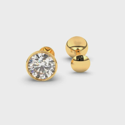 Pure Yellow Gold Stud Earring For Women, Man, Boys and Girls (EAR101-5MM-WHITE)