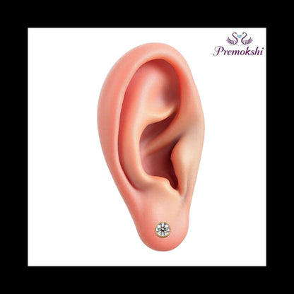 Pure Yellow Gold Stud Earring For Man and Boys (M-EAR101-5MM-WHITE)